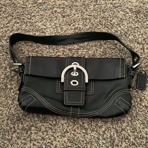 Black leather coach bag